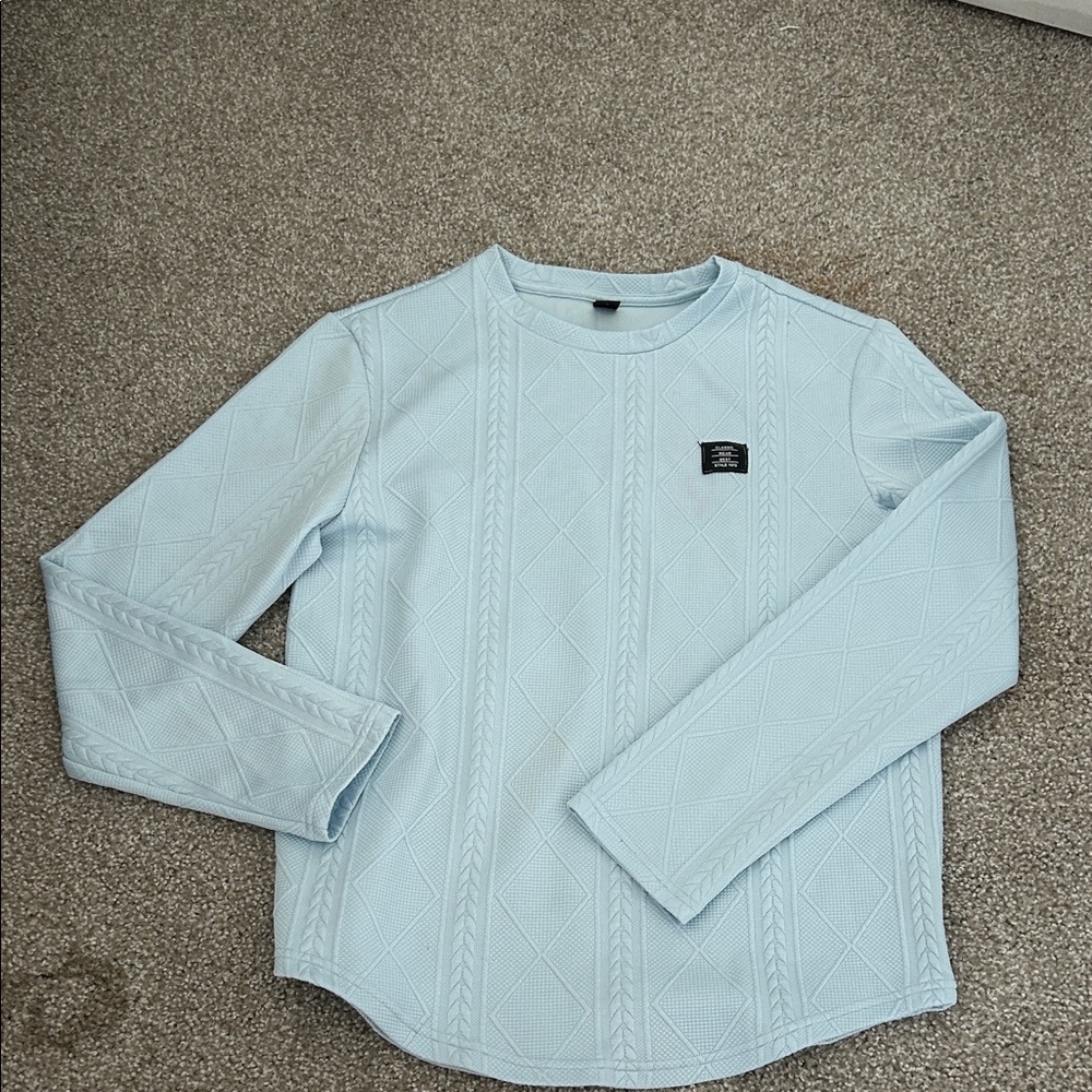 SHEIN Light Blue Textured Knit Top